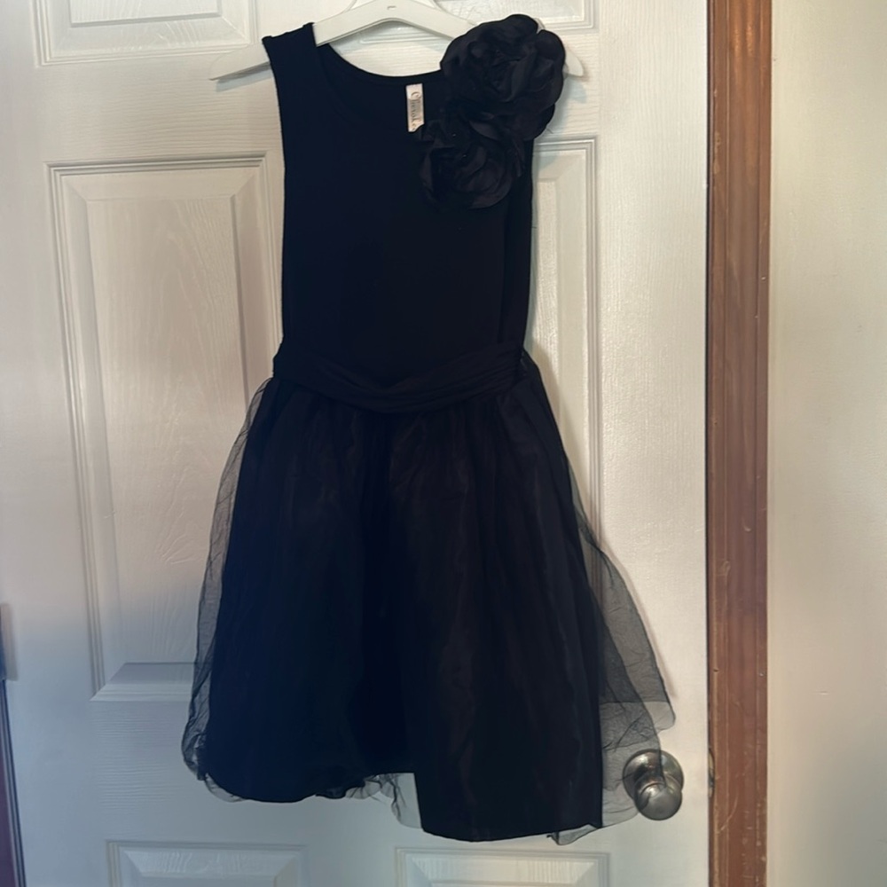 Black Cherokee girl's dress size Large Tshirt soft top with black tulle bottom